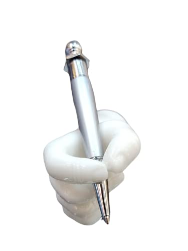 Image of AUGEN Pen Stand Decorative Hand Pen Holder with Pen Design Stationery Holder | Gift Item | Table Top Decor (Hand Pen Silver)