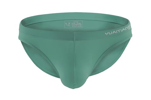 BRAVE PERSON A1168 Silky Soft Shorts Men Bikini Underwear Wide Belt Toning Briefs (XL:32"-37'', Green)