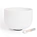 FMTY Singing Bowl 20inch, 440Hz D note Crystal Singing Bowl Mallet, O-Ring Pure Quartz Crystal Sound Bowl for Meditation, Yoga, Spiritual Healing