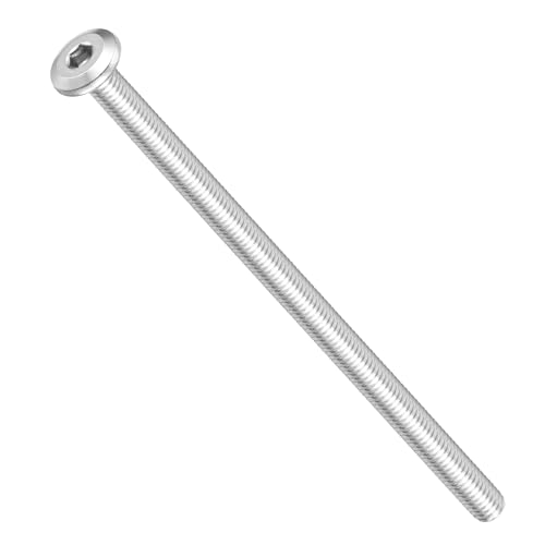 METALLIXITY Flat Head Hex Socket Cap Screws Bolts(M6-1x115) 10Pcs, 304 Stainless Steel Hex Socket Furniture Bolts Screws - for Furniture Woodworking Project, Silver Tone