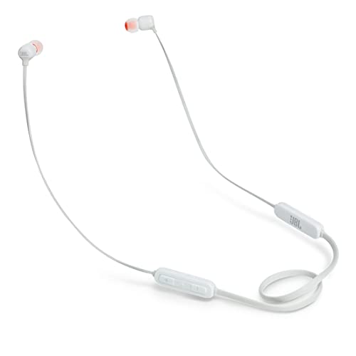 JBL T110BT – Écouteurs intra-auriculaires légers sans fil – Bluetooth – Avec commande pour appels – Autonomie jusqu'à 6 hrs – Blanc