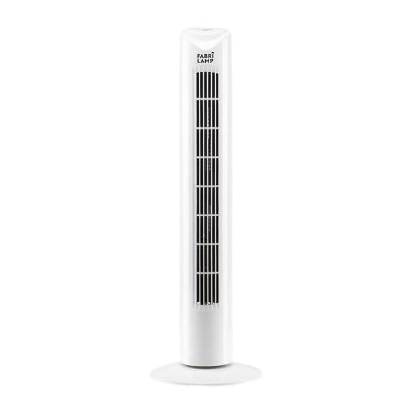 Brightium Ventilador de torre oscilante 3 velocidades 50W con temporizador, dimensiones 80x25x25 cm, ideal para refrescar espacios domésticos o de oficina.
