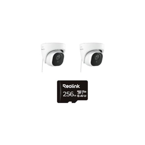 REOLINK 4K Wired Security Camera Outdoor System, IP PoE Dome Surveillance Camera with Human/Vehicle Detection, RLC-820A x 2 with 256GB microSDXC Memor