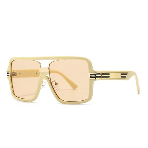 Lunettes de soleil rétro surdimensionnées carrées double pont unisexe