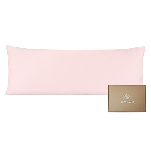 BIOWEAVES 100% Organic Cotton Body Pillow Cover for Body Pillowcases 300 Thread Count Soft Sateen Weave GOTS Certified with Zipped Closure - 21 x 54 Blush Pink