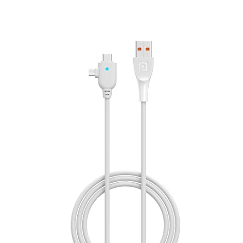 Image of Portronics Konnect Spydr 2 Multi-Functional Charging Cable (Type C + Micro USB) 3.0 A Output, PVC Material(White)