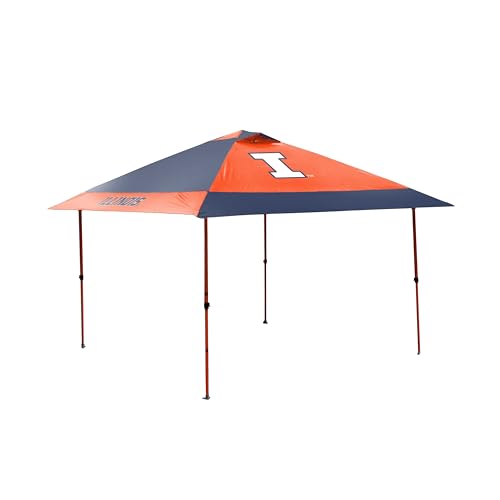 Logo Brands NCAA Illinois Illini 12x12 Solo Up Canopy – 144 Square Feet of Shade – One-Person Easy Setup, UV-50 Protection, Rolling Storage Bag – Perfect Tent for Tailgates and Outdoor Events