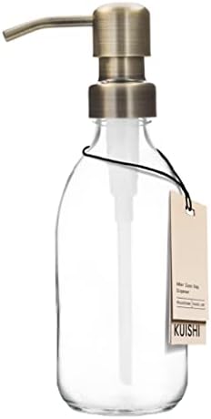 Kuishi Clear Glass Pump Bottle Dispenser [1000ml, Black Pump] Refillable Amber Glass Soap Dispenser Bottle with Stainless Steel Pump, Eco- Friendly (BPA-Free)