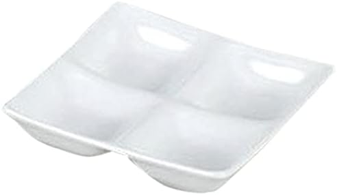 Set of 5 Condiment Dishes, Swan White Porcelain 4-Piece Dishes, 5.3 x 5.3 x 1.0 inches (13.5 x 13.5 x 2.5 cm), Strengthened (Restaurant, Commercial Use, Tableware)