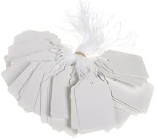7Eleven White Marking Tags with String Attached (36 x 53mm) 100-pack, Pre-Stretched Hanging Merchandise Tagging Tags for Jewelry Arts & Craft, Luggage Label, Weddings, Manila,MS-001