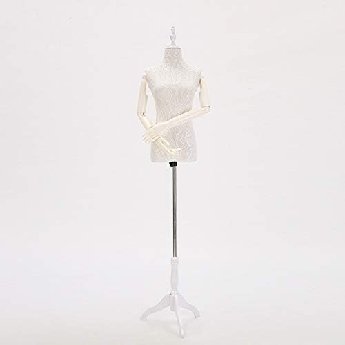 Miniatura 7 de HXYONGN White Dress Form Female Mannequin Torso, Manikin with Wooden Tripod Stand Adjustable Height 47 Inch - 70 Inch for Sewing Clothing Dress