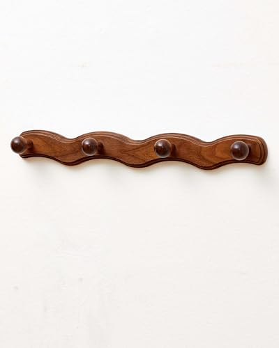 Wood Coat Rack Wall Mount - 4Pack Walnut Coat Hooks
