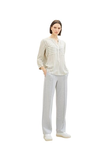 TOM TAILOR Damen Bluse mit Streifen & Brusttaschen, 34820 - Green Offwhite Stripe, 32 – Ansicht 4