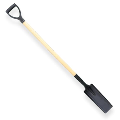 pokm toolsmarket - Grabenschaufel Schmal | Mit Holzstiel & D-Griff | Komfortable Gesamtlänge 130 cm | Drainagespaten Kabelspaten für präzise Gräben