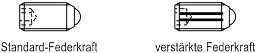 HALDER Federndes Druckstück, mit Kugel und Innensechskant/rostfreier Stahl, verstärkte Federkraft | d1=M6 | 22030.0246