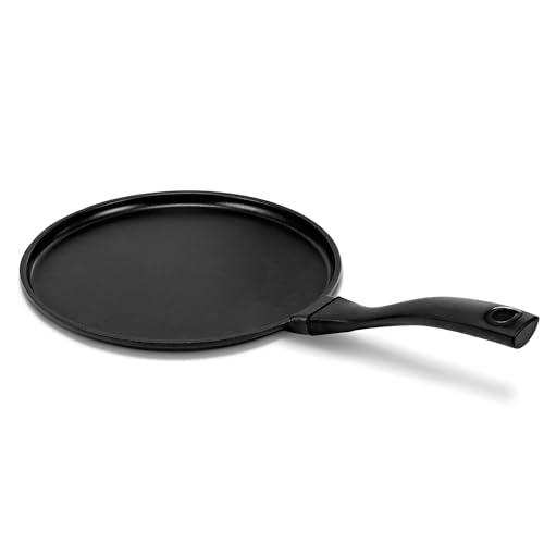 Alva Energy Nonstick Crepe Pan – Flat Round Griddle Skillet - Non Toxic, PFAS Free Cast Aluminum, Induction Cookware, Stay Cool Heat Resistant Handle – for Pancake & Omelette Egg Maker - 11 inch