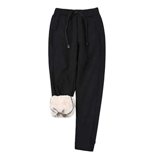 SKYWPOJU Vintervarma joggingbyxor i fleece för kvinnor Sherpafodrade träningsbyxor, Vintervarma sportiga joggingbyxor med inre fleece Fritidsbyxor för utomhusbruk Pull-On byxor för kvinnor Löparbyxor