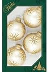 Glass Christmas Tree Ornaments - 67mm/2.625" [4 Pieces] Decorated Balls from Christmas by Krebs Seamless Hanging Holiday Decor Oyster Velvet with Elegant Starbursts