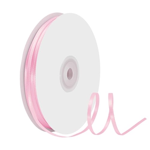 BVIEAKD 1/8" X 100 Yards Pearl Pink Satin Thin Ribbon Solid Color Double Faced Ribbons Perfect for Crafts Wedding Decor Bow Making Sewing Valentine’s Day DIY Arts