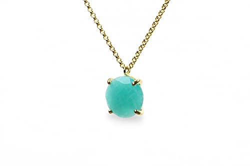 Collier en or avec pendentif cristal d'amazonite idéal pour superposition