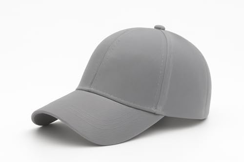 Image of Unisex Plain Grey Baseball Cap | Adjustable Cotton Cap for Men & Women | Casual, Sports