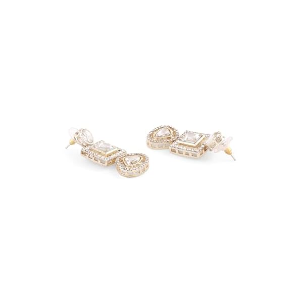 ZAVERI PEARLS Gold Tone Austrian Diamonds Artificial Stones Bridal Choker Necklace Earring & Maangtikka Set For Women-ZPFK17074 - Image 7