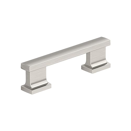 Image of Amerock 10 Pack 3 inch Triomphe Satin Nickel Drawer Pull | 3 inch (76mm) Center-to-Center Mounting Distance and 4 inches Overall Length, Durable Zinc Cabinet Hardware