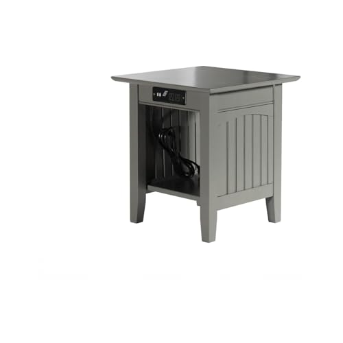HomeStock Earthy Elegance End Table Tongue and Groove Bead Board Grey