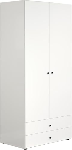 trendteam smart living - Basics - Kleiderschrank - Weiß - Garderobenschrank mit 2 Türen, 1 Hutablage, 1 Kleiderstange und 2 Schubladen - (BxHxT) 81 x 176 x 51 cm - Moderner Stil