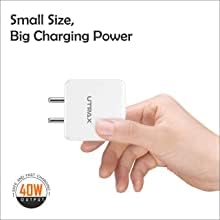 Image of Utrax 65W VOOC Dash Warp Wall Charger with Type C Cable | Supports VOOC, Dash, Warp Charge | USB-A Output | Compatible with OnePlus, Oppo, Realme, Samsung & All Fast Charge Devices (White)