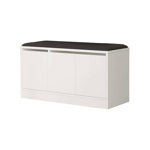 Meuble à chaussures Tiamat 90cm compact et polyvalent blanc - 4
