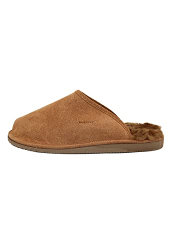 Hollert Lammfell Hausschuhe Pantoffeln Anton Cognac Premium Herren Fellschuhe aus 100% Merino Lammfell Größe 44 EU
