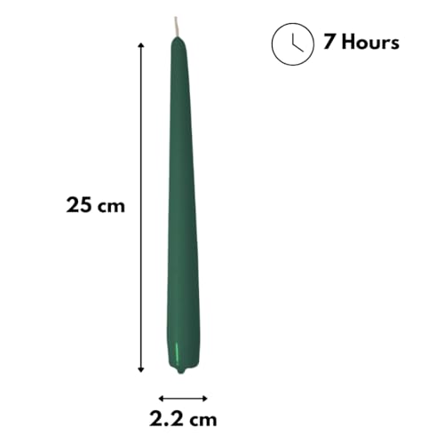 Cereria di Giorgio Risthò Bougies coniques pour bougeoir, cire, vert foncé, 2,2 x 25 cm, 10 unités – vue 3