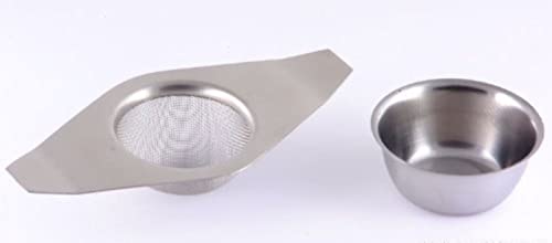 Kitchencookshop Stainless Steel Tea Strainer Double Handle 0520, 4.5 (Dia)x12.7 Centimeters L
