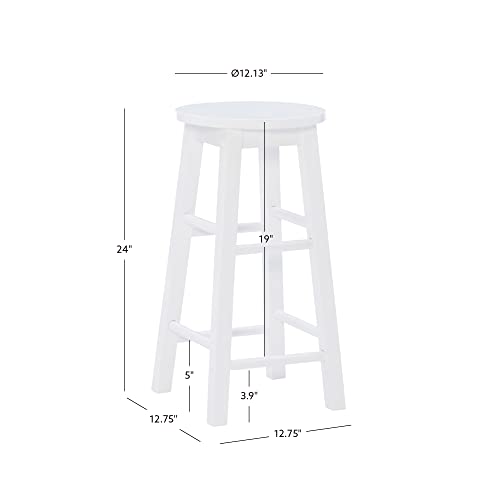 Image of Linon Zeke White 24 inch Counter Stool with Round Seat
