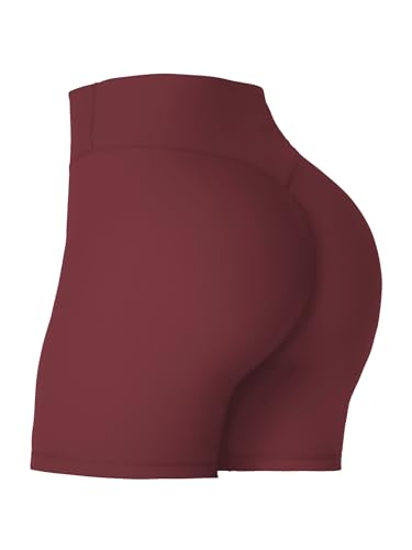 Short de motard Sunzel sculptant push-up pour gym et yoga taille haute bordeaux XL