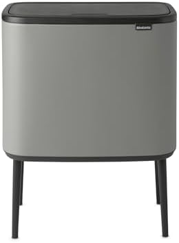 Brabantia Bo Touch Bin - 36L Inner Bucket (Mineral Concrete Grey) Waste Kitchen Bin - Soft-touch