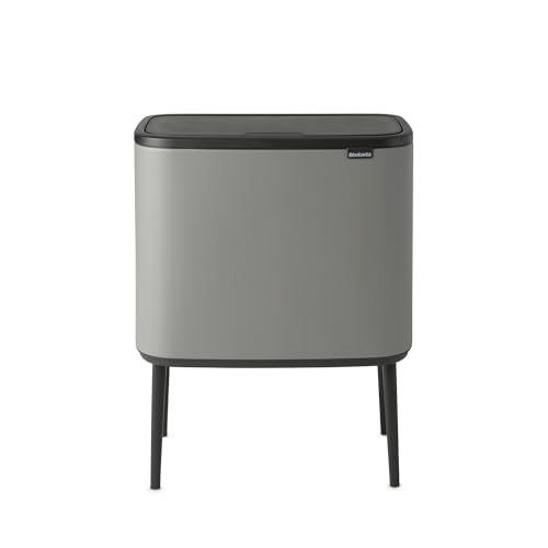 Brabantia Bo Touch Bin - 36L Inner Bucket (Mineral Concrete Grey) Waste Kitchen Bin - Soft-touch