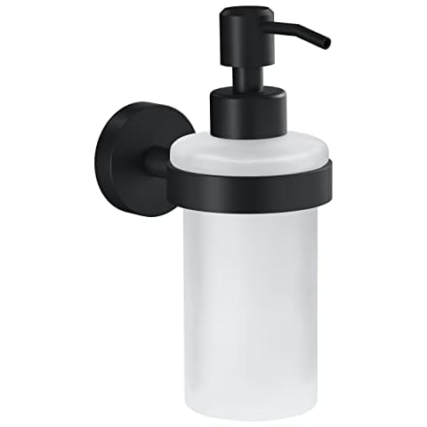 tesa MOON BLACK Seifenspender, matt schwarz, Pumpspender aus satiniertem Glas, 200 ml Cover