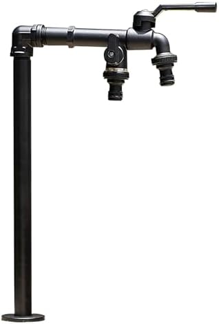 Outdoor Garden Water Column, Brass Faucets, Water Column with Double Tap, Antifreeze and Sun-Resistant, Independent Switch,Suitable for Irrigation and Flushing(42x19cm/1