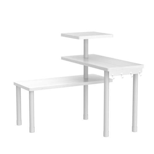 Image of JayRex Bathroom Organizer Countertop Corner Shelf, 3 Tier Moveable Organizer for Make Up, Dresser Table, Desktop (White)
