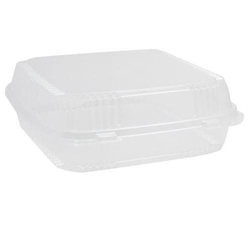 9 in by 9 in by 3 in 1- Compartment Plastic Clamshell by Pactiv Plastic – Plastic, Model YC18-1110