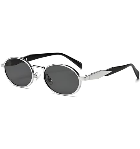 Image of POINT Retro Oval Sunglasses For Men Women Stylish - UV400 Protection Designer Goggles - Vintage Metal Sun Glasses for Woman - Trendy Branded Full Rim Shades for All Face Shapes