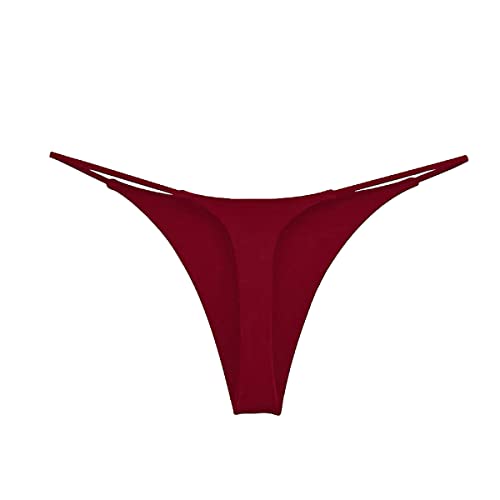 SAKVILSEC Women Underpants Seamless Thong Temptation Underwear High Waist G-String (S, Burgundy)