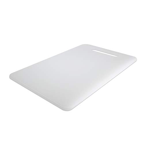 Plastic Utility Cutting Board with Handles, Food Safe PP Material, Zeffy BPA Free, Dishwasher Safe, Thick Chopping Board, Large Size (15.5 x 10), Easy Grip Handle, for Kitchen (White)