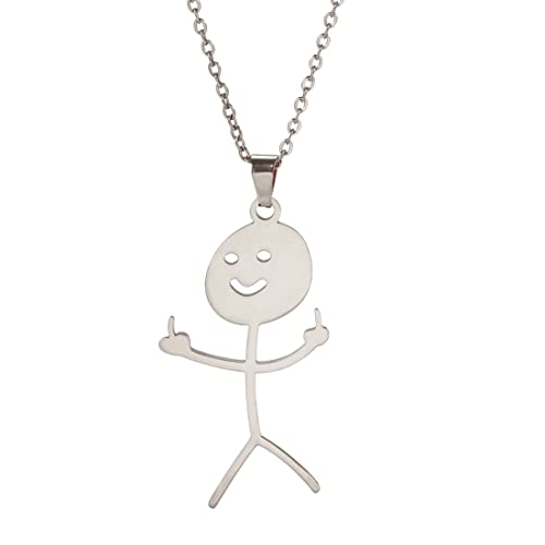 EUEAVAN Collier avec pendentif drôle personnalisé Smiley doigt d'honneur tendance cool déclaration créative unique en acier inoxydable fait à la main bijoux d'amitié cadeau Cover