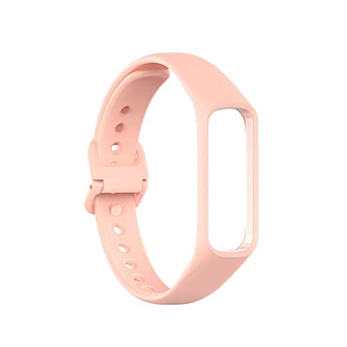 TECHONTO Soft Silicone Watch Band with Secure Buckle Compatible for Samsung Galaxy Fit E Fitness Watch(R375)[Not For Any Other Models] (Baby Pink)