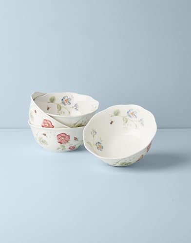 Image of Lenox Butterfly Meadow Large All-Purpose Bowls, Salad Bowl Set for 4