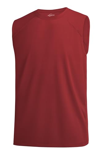 AlisOker Boys UPF 50+ Mesh Athletic Quick Dry Muscle Tank Top Moisture Wicking Active Sleeveless Mesh Shirts Tops for Youth Wine Red