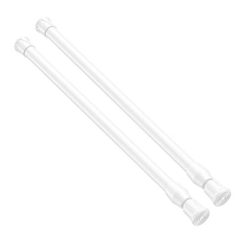 ZipGlo 2-Pack Spring Tension Rod, Adjustable 17-28 Inches, No Drilling White Small Tension Rod Ideal for Small Windows, Lockers, Kitchen & Wardrobes